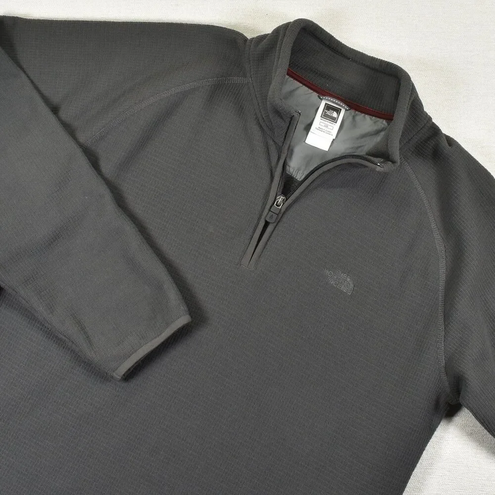 North Face 1/4 Zip Mens Large Gray Thermal Waffle Knit Layer Pullover Shirt